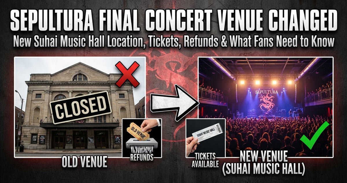 Sepultura final concert at Suhai Music Hall in São Paulo after venue change from Mercado Livre Arena Pacaembu